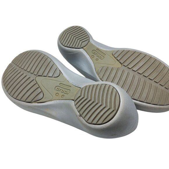 Womens Crocs On A Clock Silver Elastic Banded Classics Shoes - Picture 8 of 8